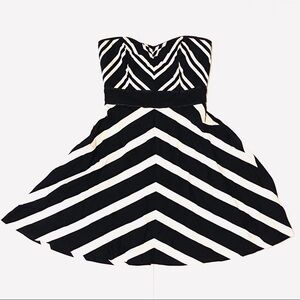 Modcloth Chevron the Dance Floor Strapless Dress